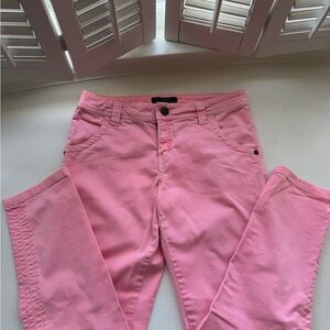 Sanctuary Pink Denim Skinny Cropped Low Rise Jeans with Branded Button